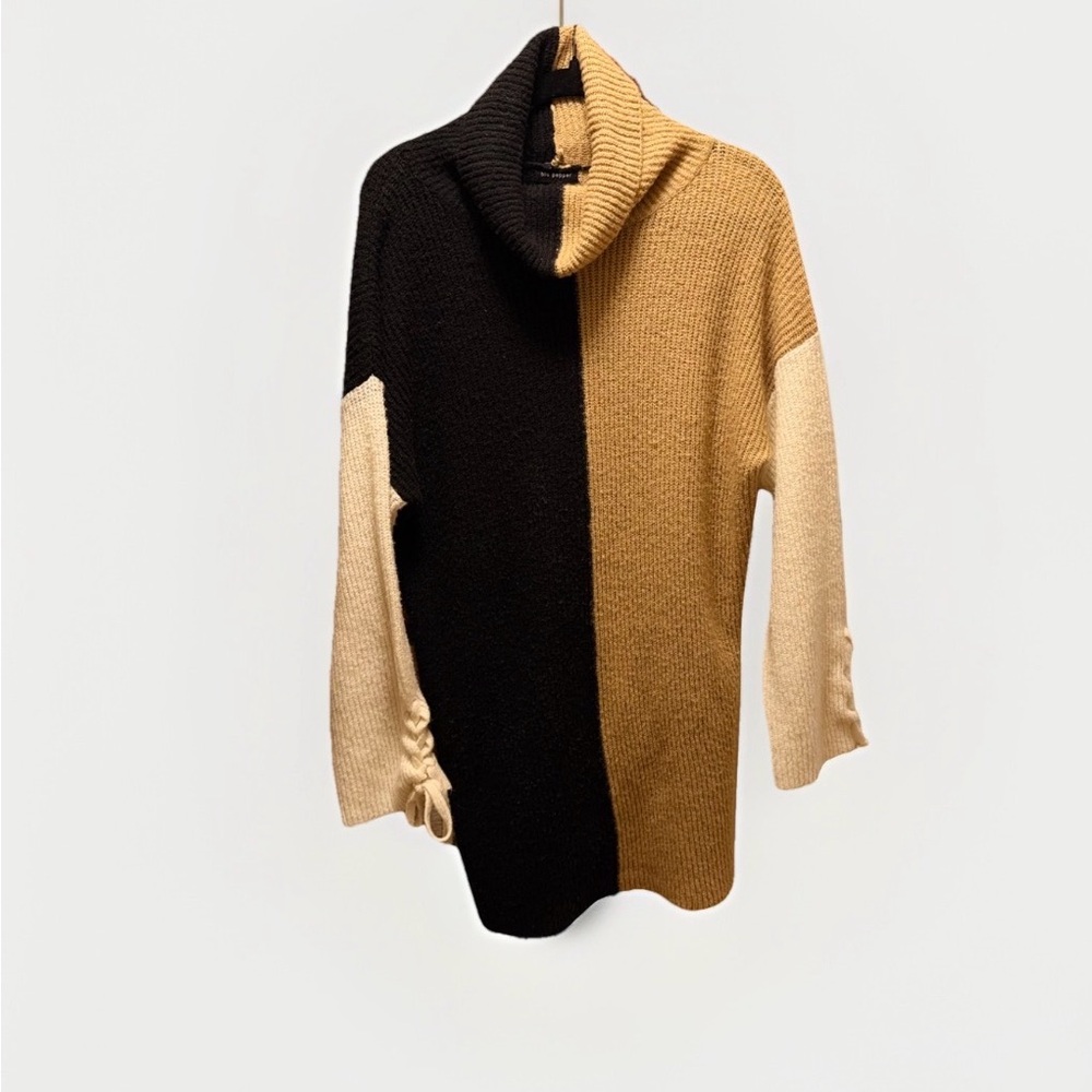 Blu Pepper Women's M Colorblock Cowl Neck Sweater Dress Tunic‎ – 36.5"